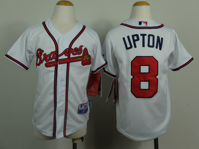 Youth Atlanta Braves #8 Upton White MLB Jerseys->youth mlb jersey->Youth Jersey